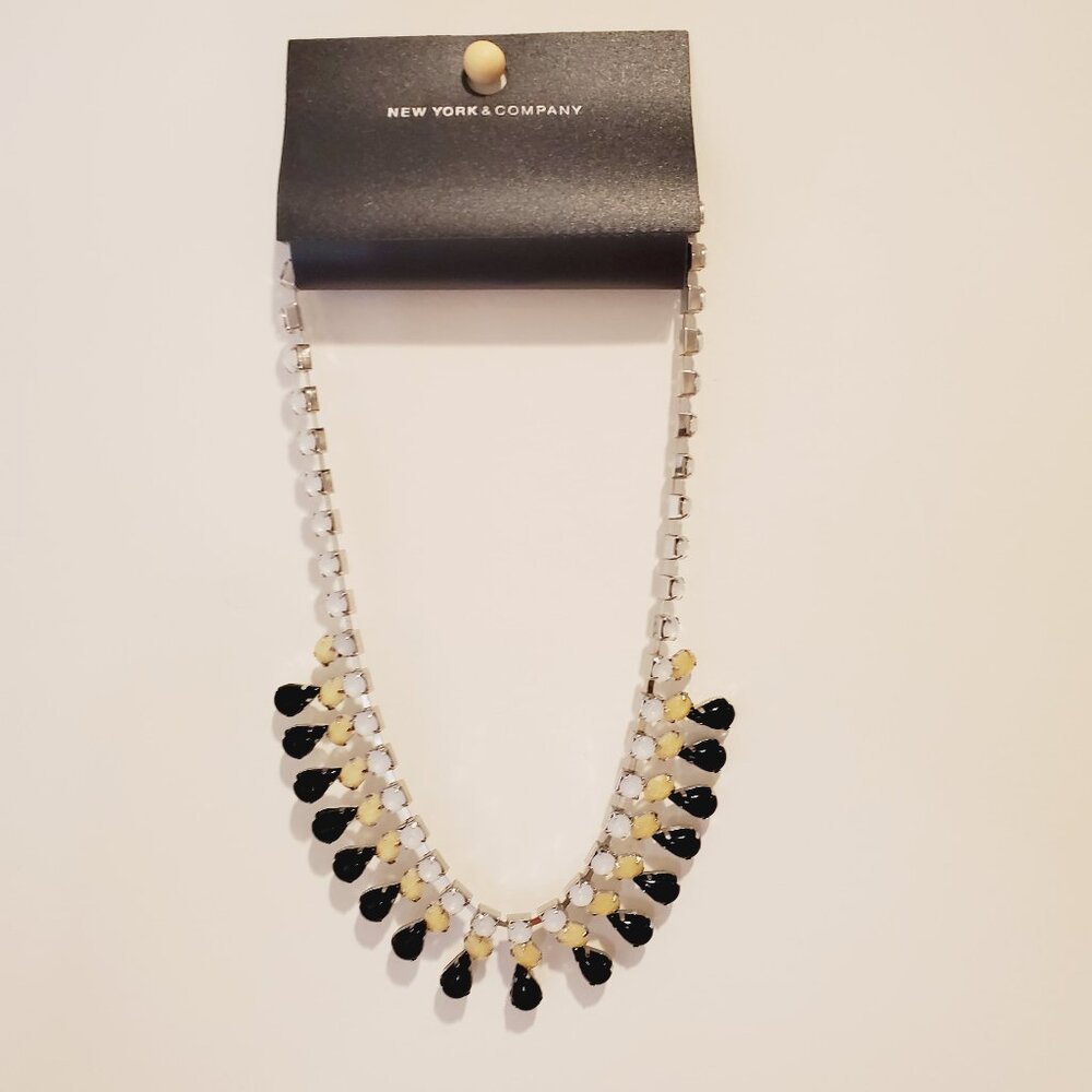 New York & Company Black, Gold and White Fashion Necklace